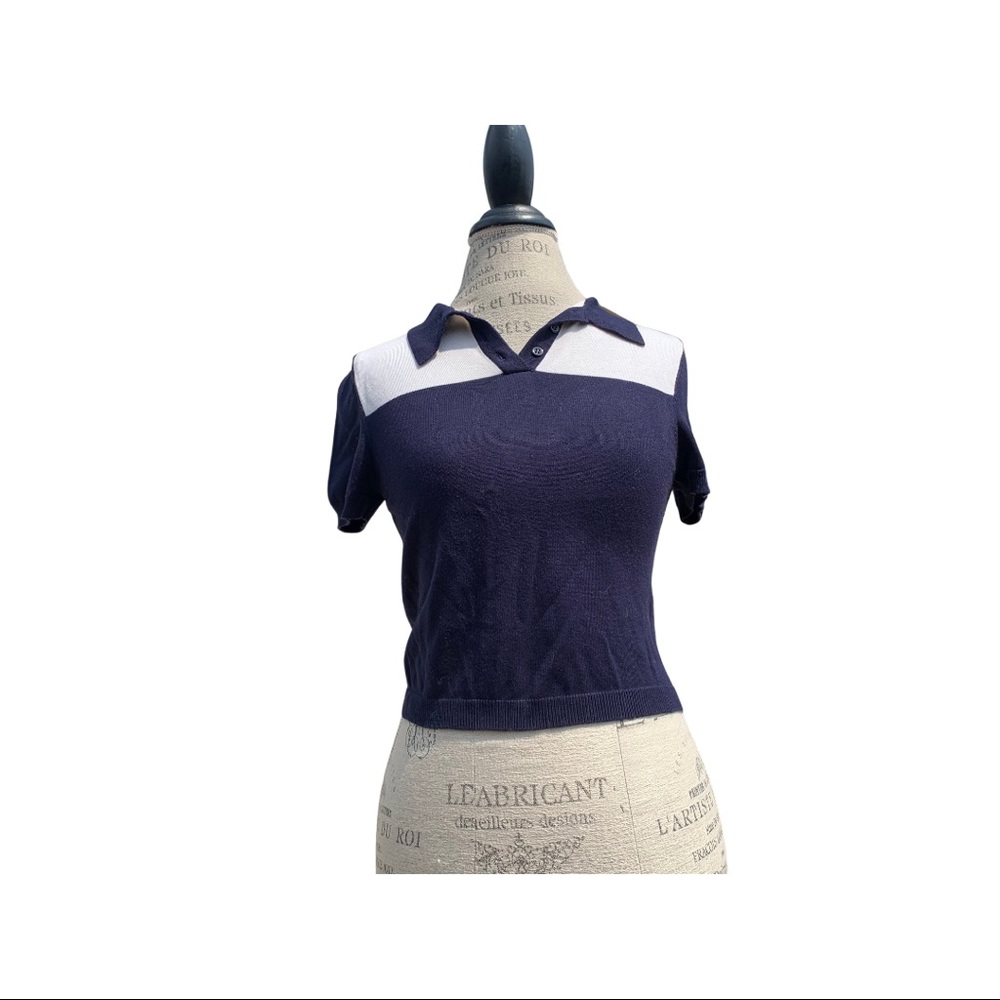Cropped Navy + White Polo